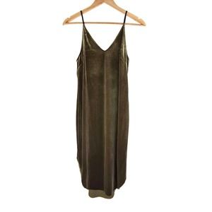 GXF Women’s Velour Midi Dress Olive Green Size M